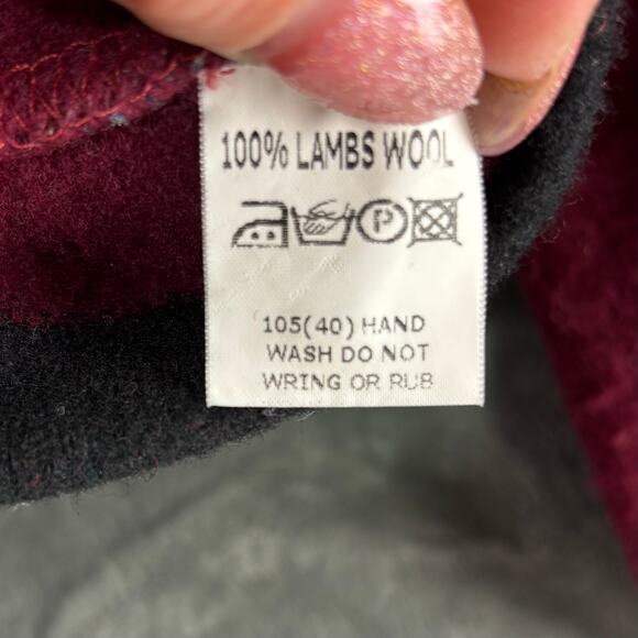 Lochaven of Scotland Sweater Men’s M 100% Lambswool Cabincore Thermal Burgundy - Picture 6 of 13